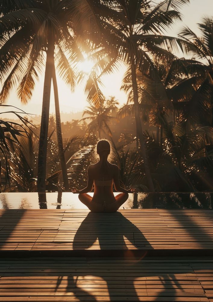 Woman meditating yoga exercise fitness.