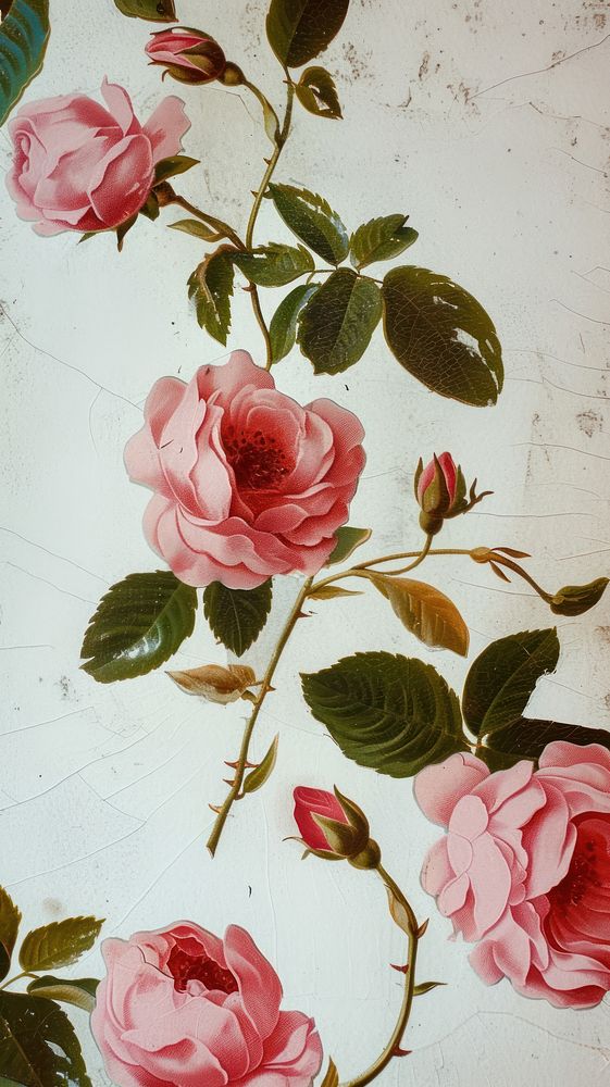 Vintage wallpaper graphics painting blossom.