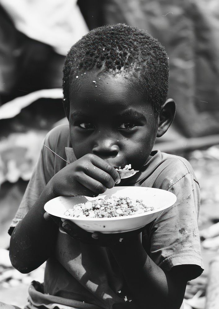 A black kid eating food person biting human.