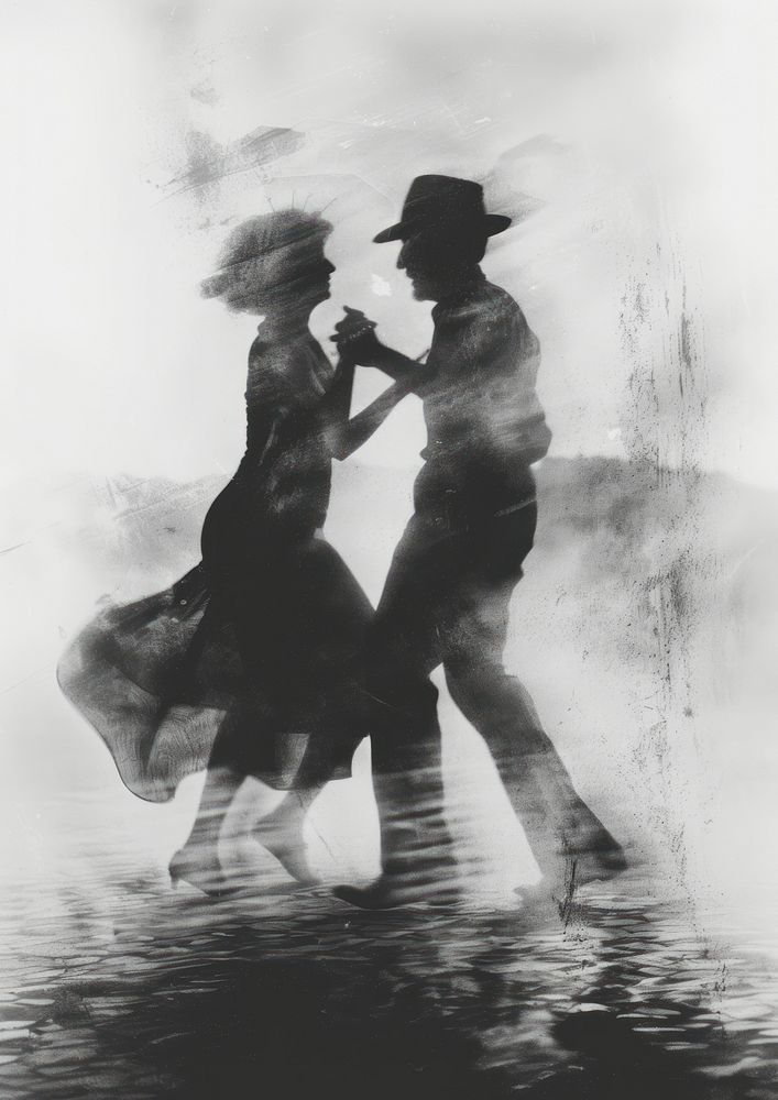 A woman dancing with a man photography silhouette recreation.