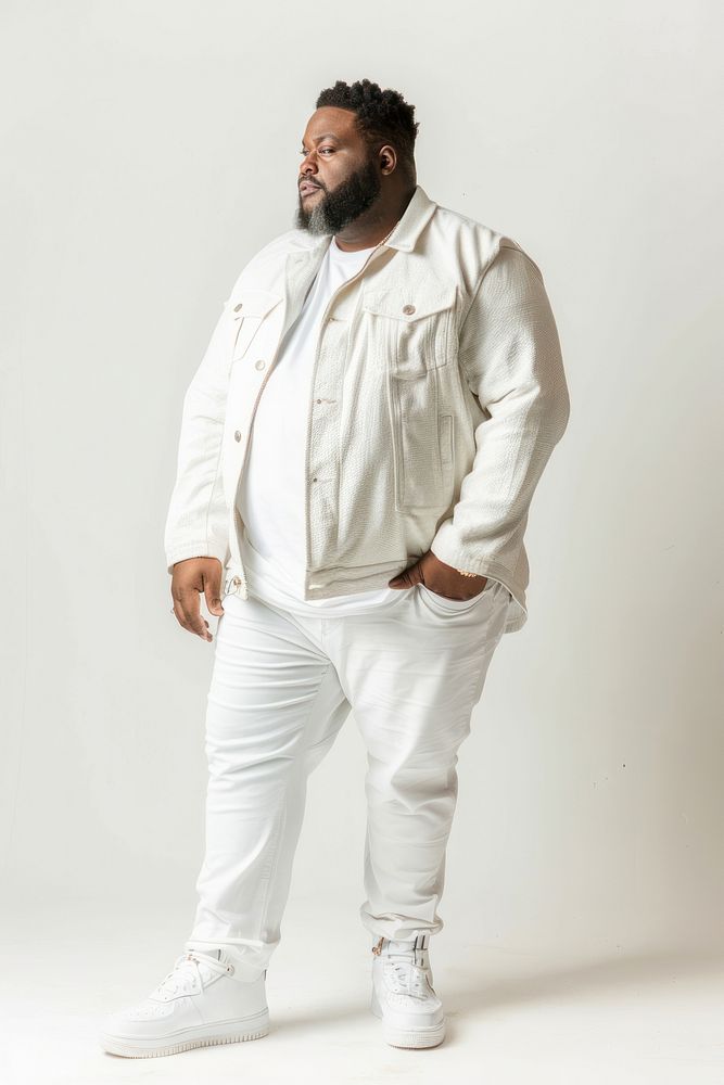 Male plus size model standing adult white.