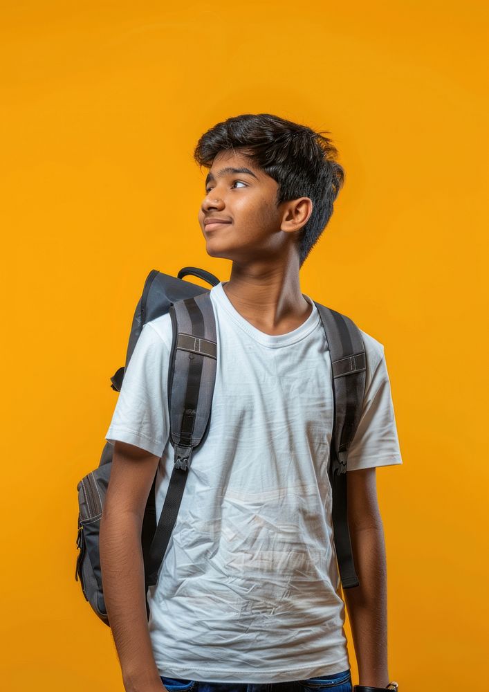 South asian boy high school students backpack photo backpacking.