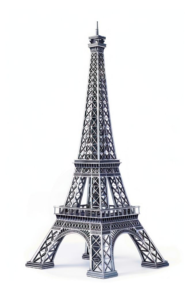 Eiffel tower architecture building white background.