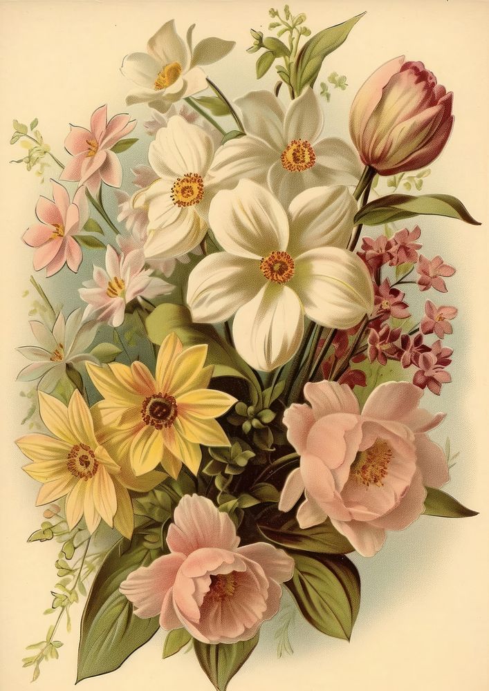 Spring flowers postcard envelope graphics painting.