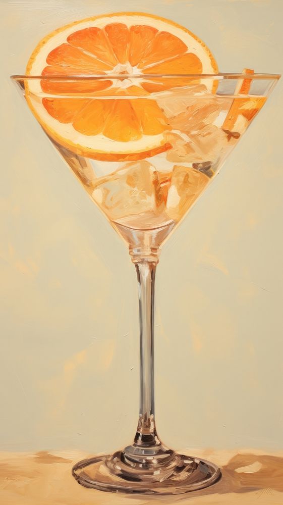 Close up on pale cocktail orange grapefruit beverage alcohol.