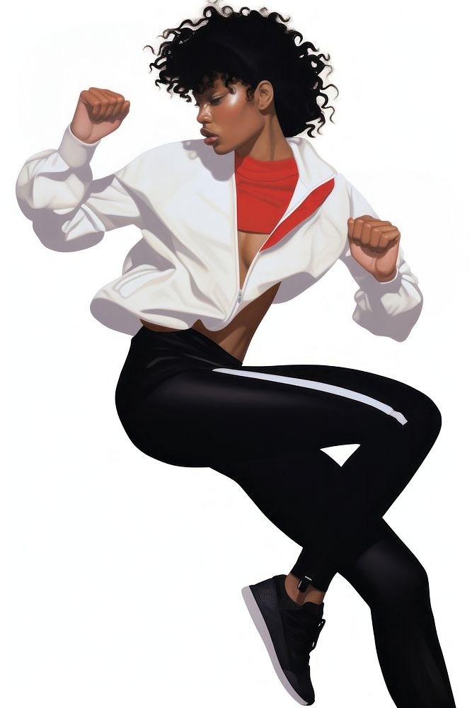 A fitness woman sports adult white background.