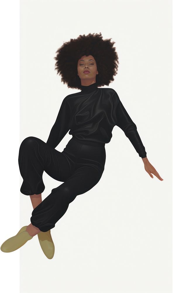 A black woman uin relax pose fashion adult white background.