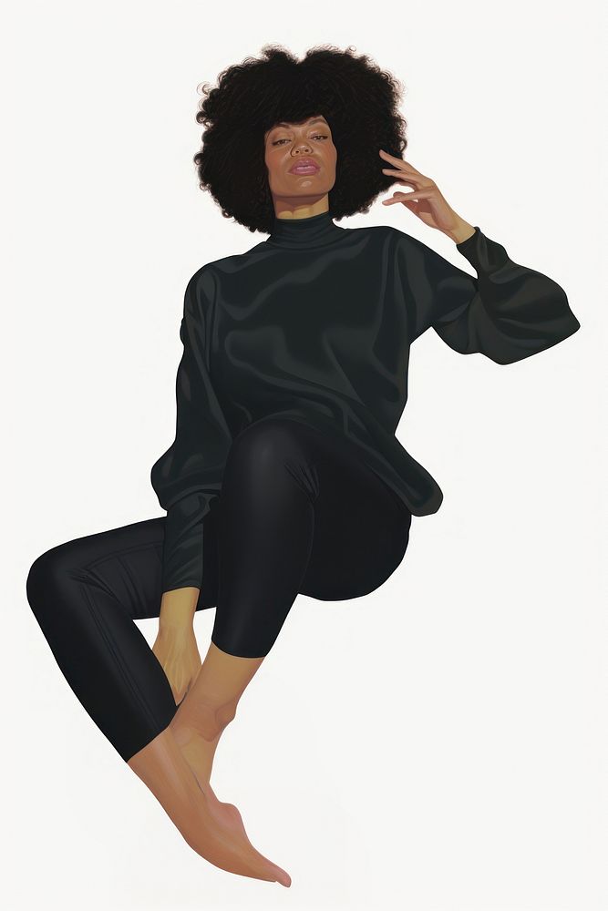 A black woman uin relax pose fashion adult white background.