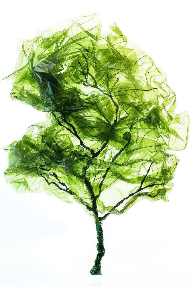 Tree made from plastic seaweed plant moss.