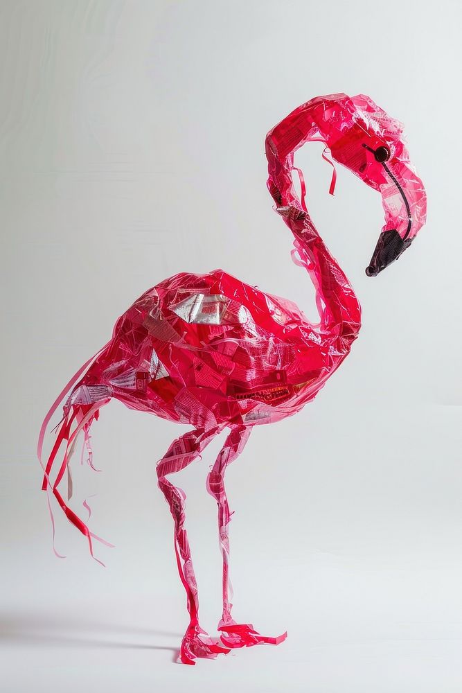 Flamingo made from plastic flamingo animal person.