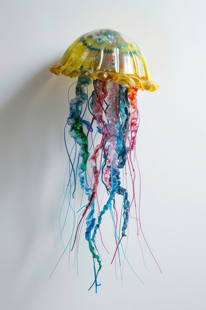 Jellyfish made from plastic jellyfish invertebrate chandelier.