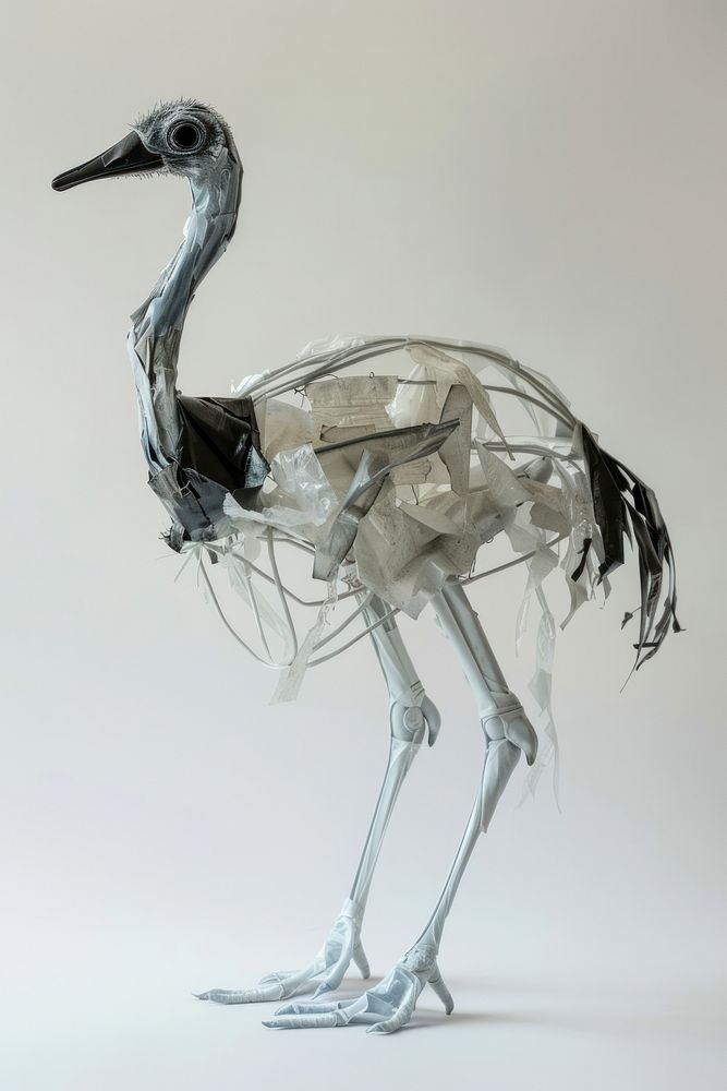 Ostrich made from plastic waterfowl animal bird.