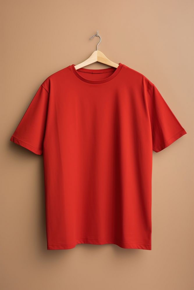 T-shirt red mockup sleeve.