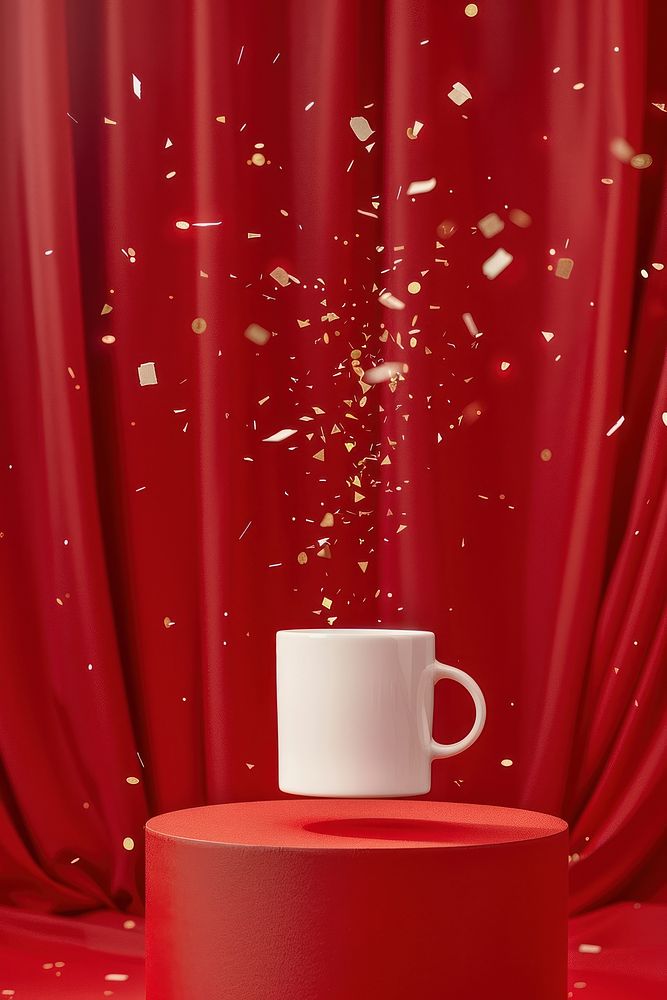 Coffee mug mockup confetti paper cup.