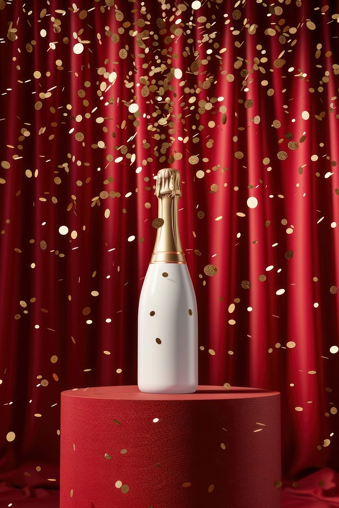 Champagne bottle mockup confetti weaponry blossom.