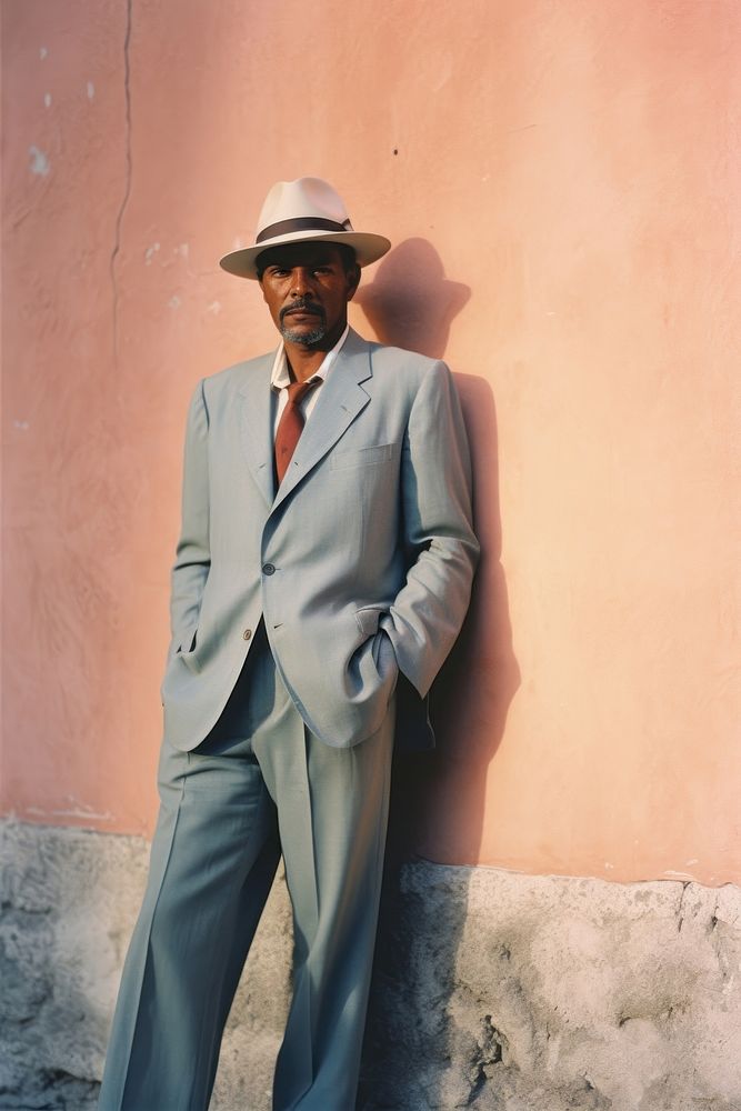 Full body portrait a mature affrican man photography suit clothing.