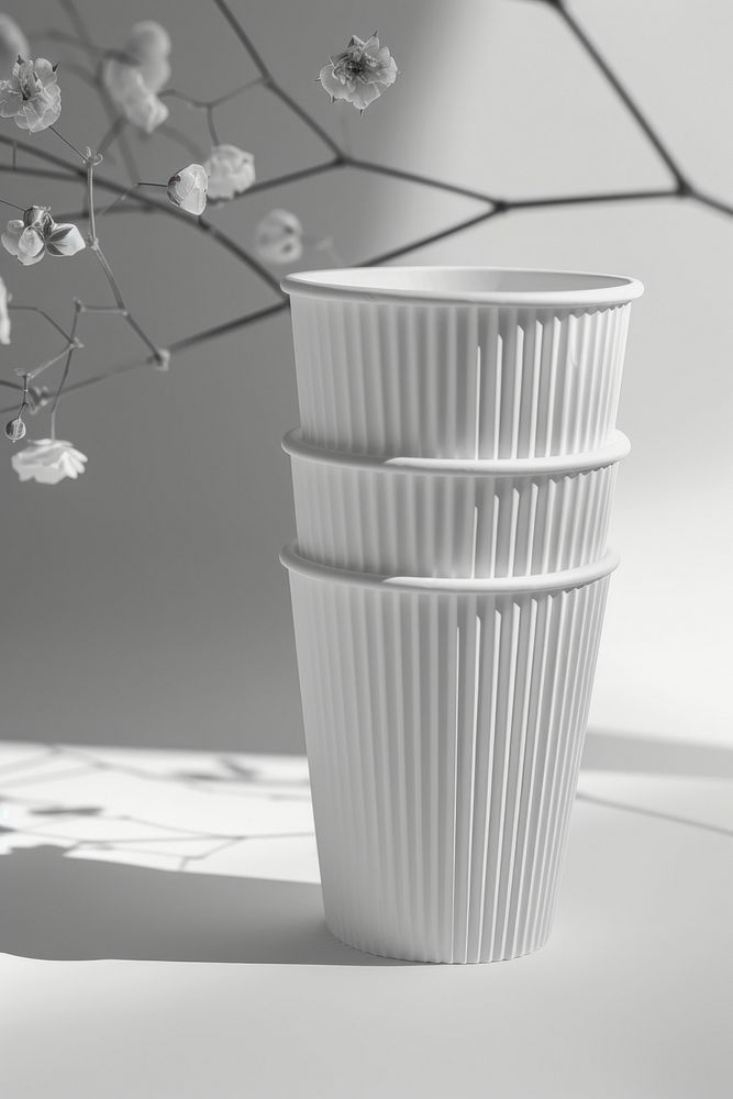 White paper cup mockup porcelain cookware pottery.