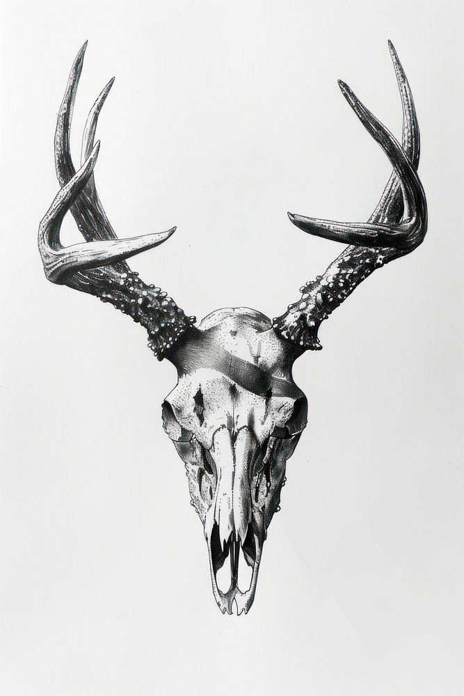 Deer skull art drawing antler.