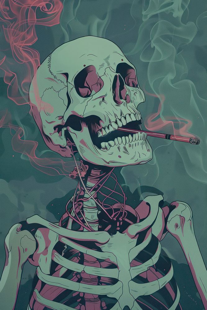 Skeleton smoking creativity cigarette anatomy.
