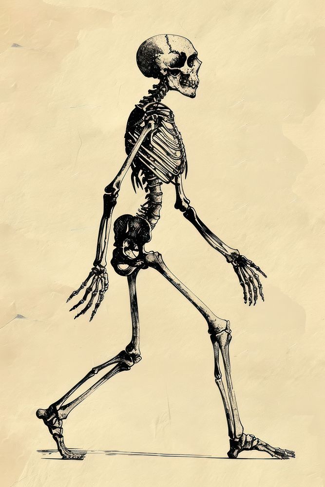 Skeleton walking representation creativity history.