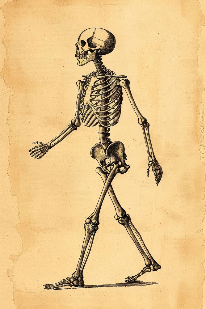Skeleton walking representation creativity history.
