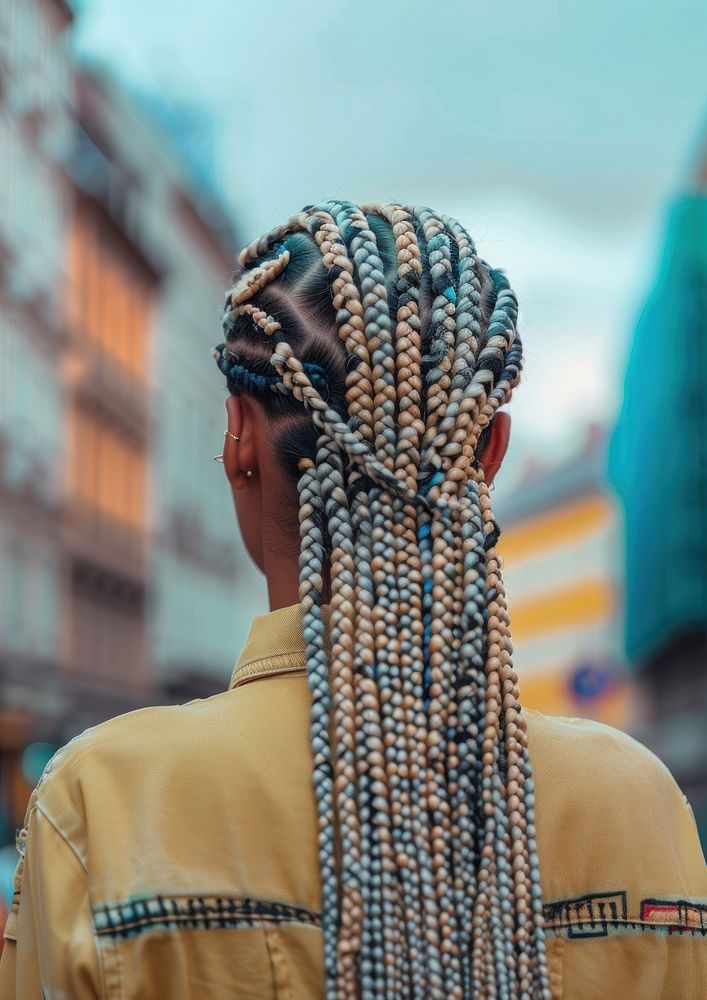 Woman two-toned black with blonde box braids hairstyles adult architecture dreadlocks.