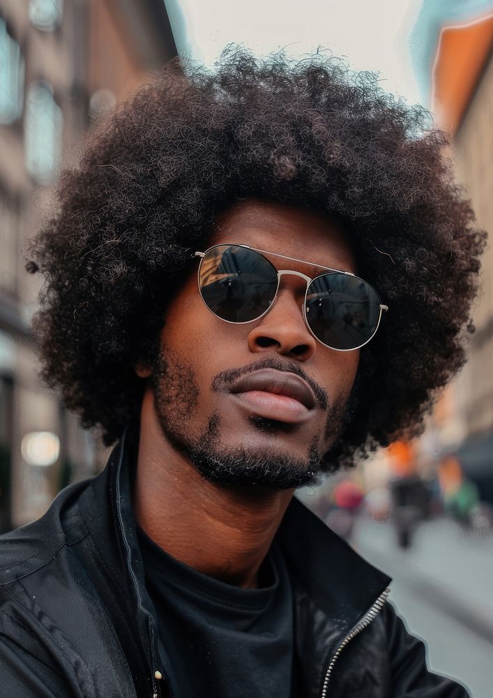 Black man afro hairstyles sunglasses street adult.