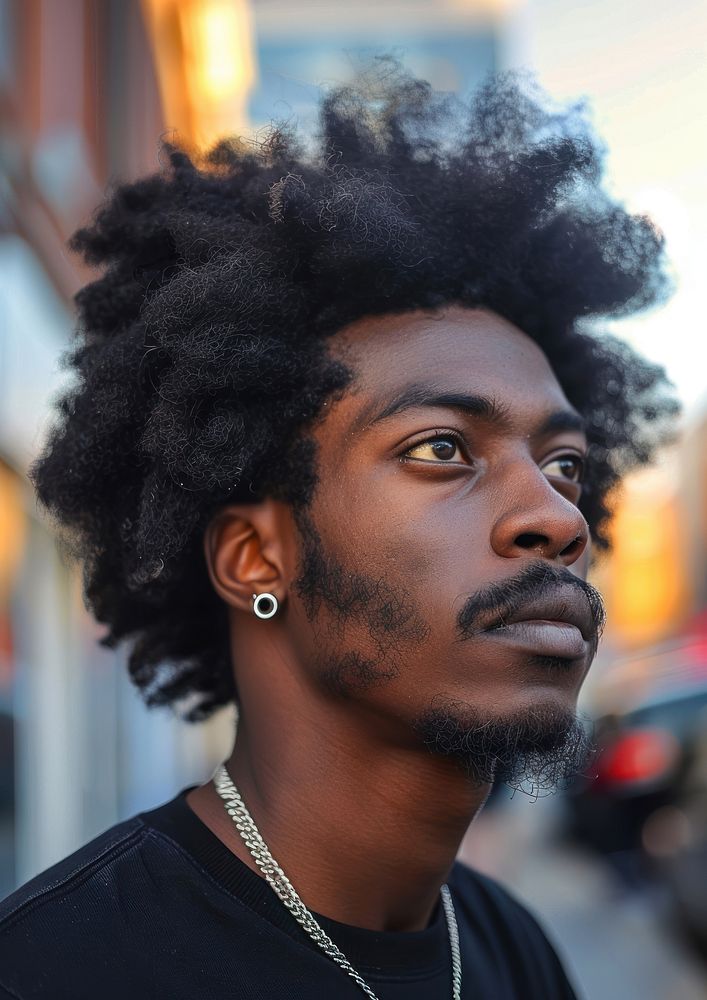 Black man afro hairstyles portrait street adult.