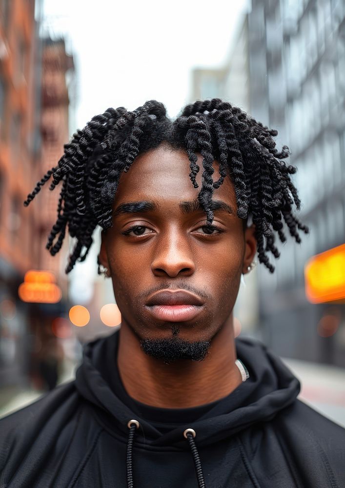 Black man two strand twists hairstyles portrait street adult.