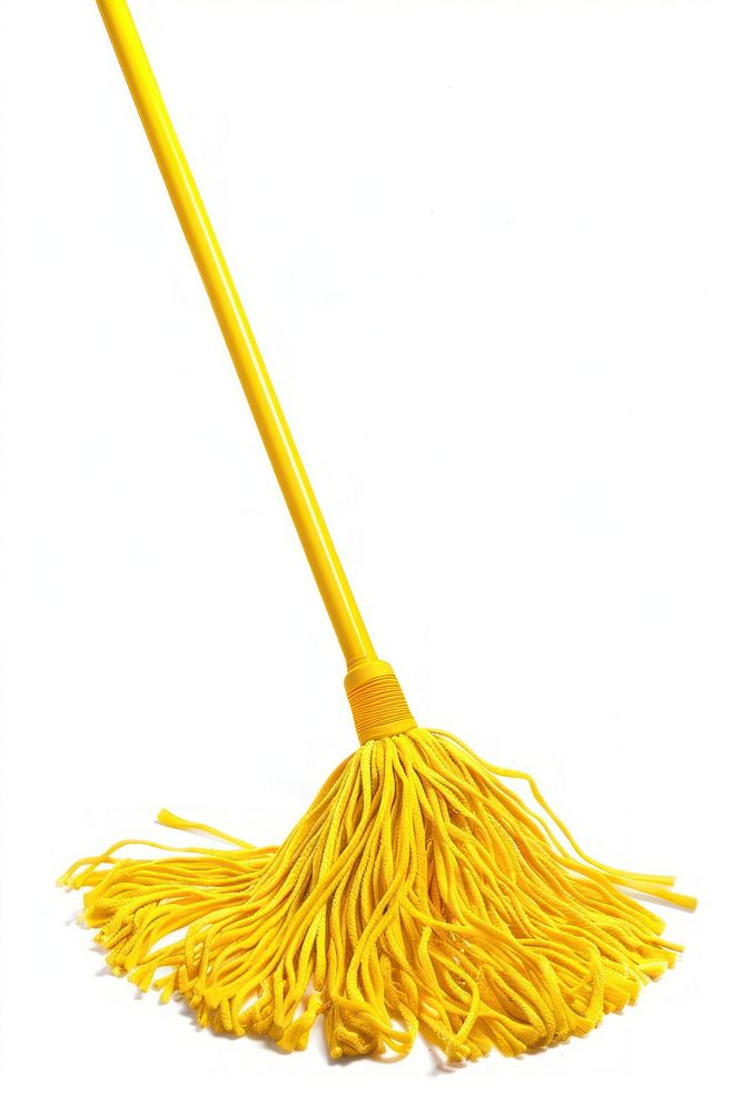 Yellow squeeze-clean flat mop broom smoke pipe.