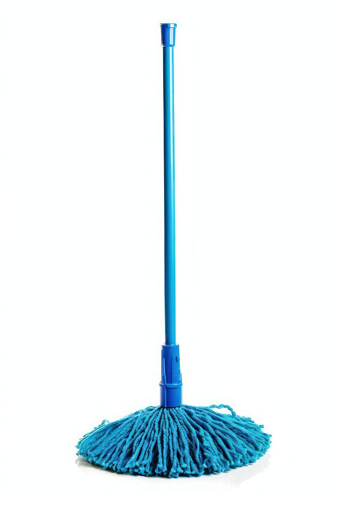 Blue squeeze-clean flat mop broom smoke pipe.