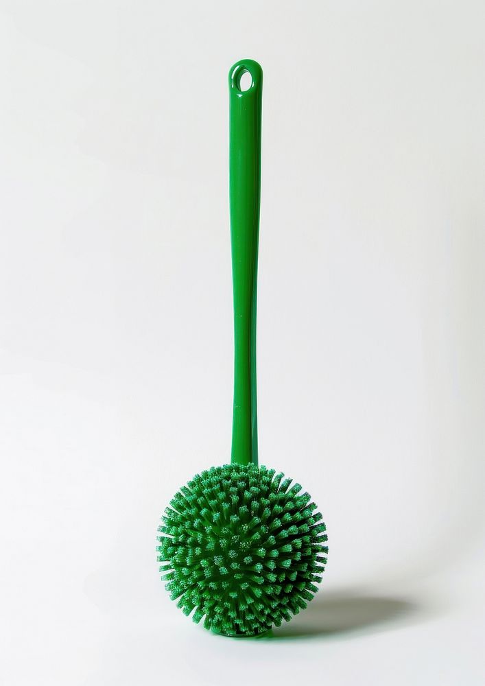 Green toilet brush toothbrush device tool.