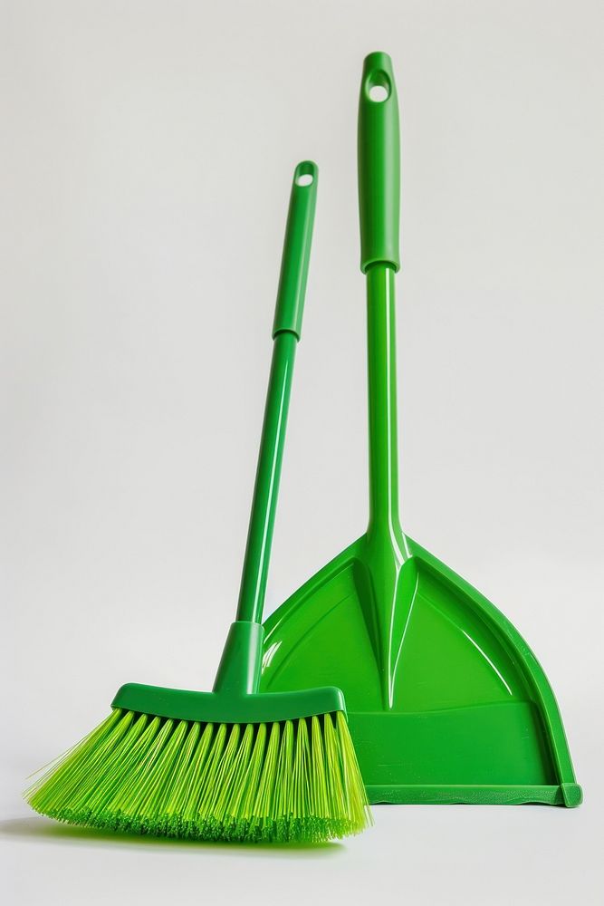 Green dustpan and broom smoke pipe.