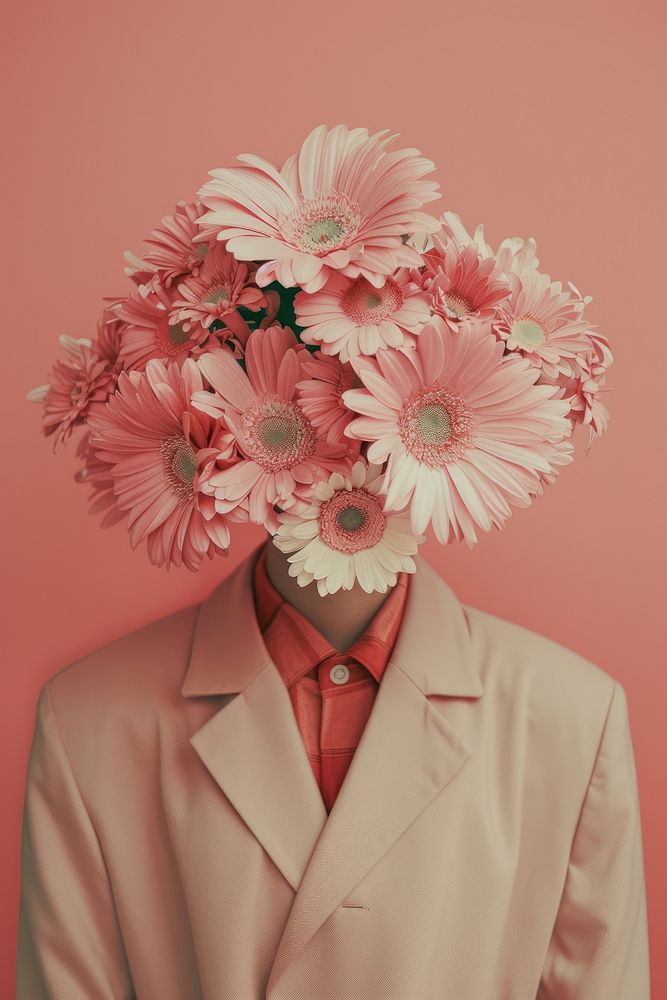 Person with flower head portrait plant petal.