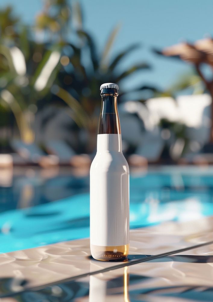 Blank beer bottle mockup beverage alcohol liquor.