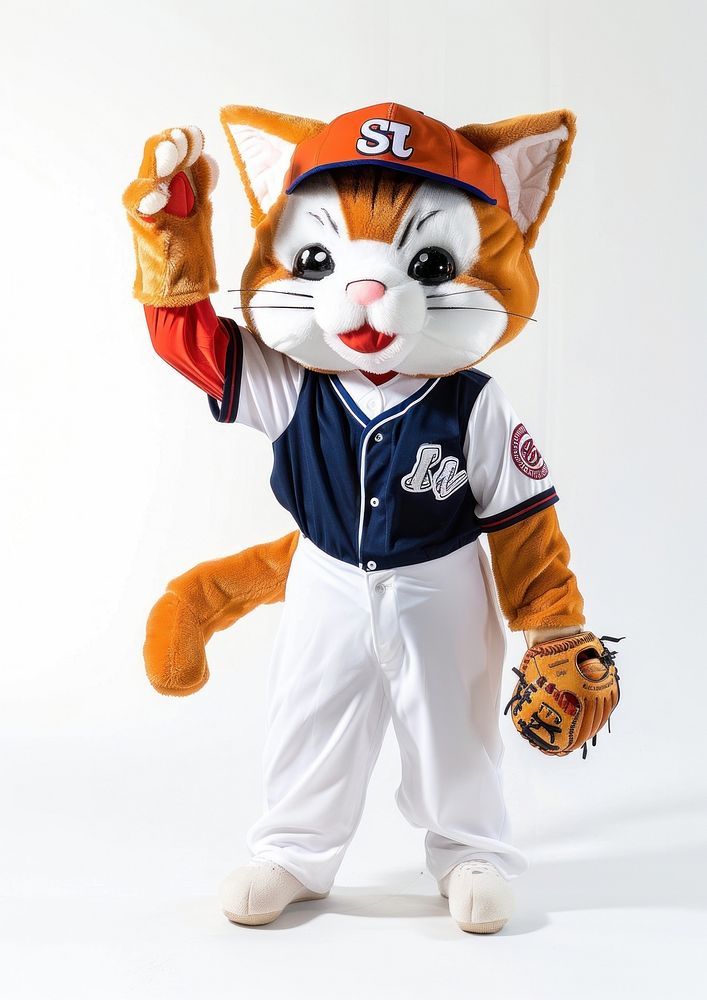 Cat mascot costume baseball person clothing.