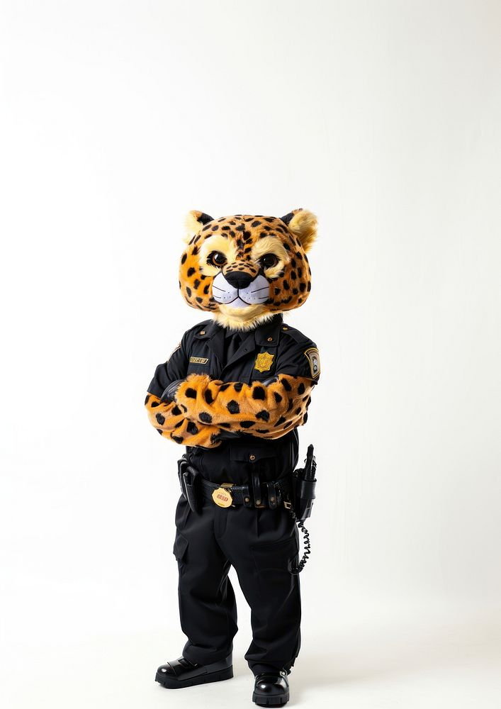 Chubby cheetah mascot costume clothing footwear figurine.