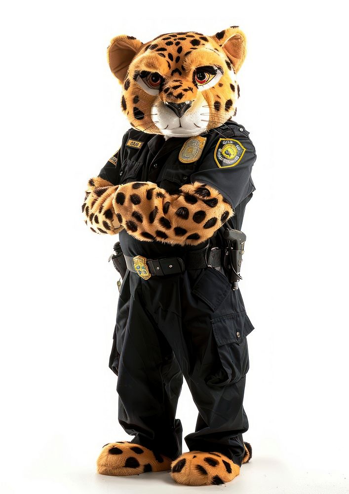Chubby cheetah mascot costume person officer human.