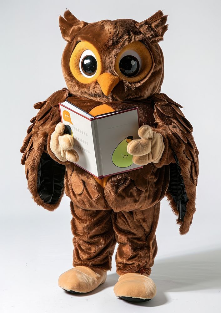 Chubby owl mascot costume toy.