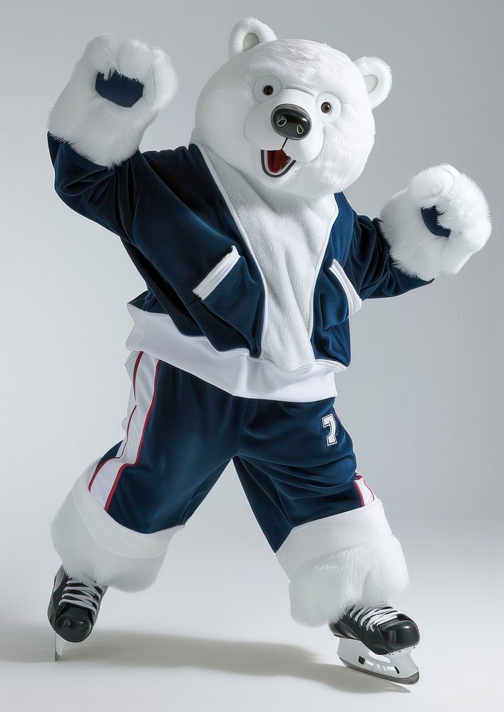 Chubby polar bear mascot costume clothing footwear apparel.