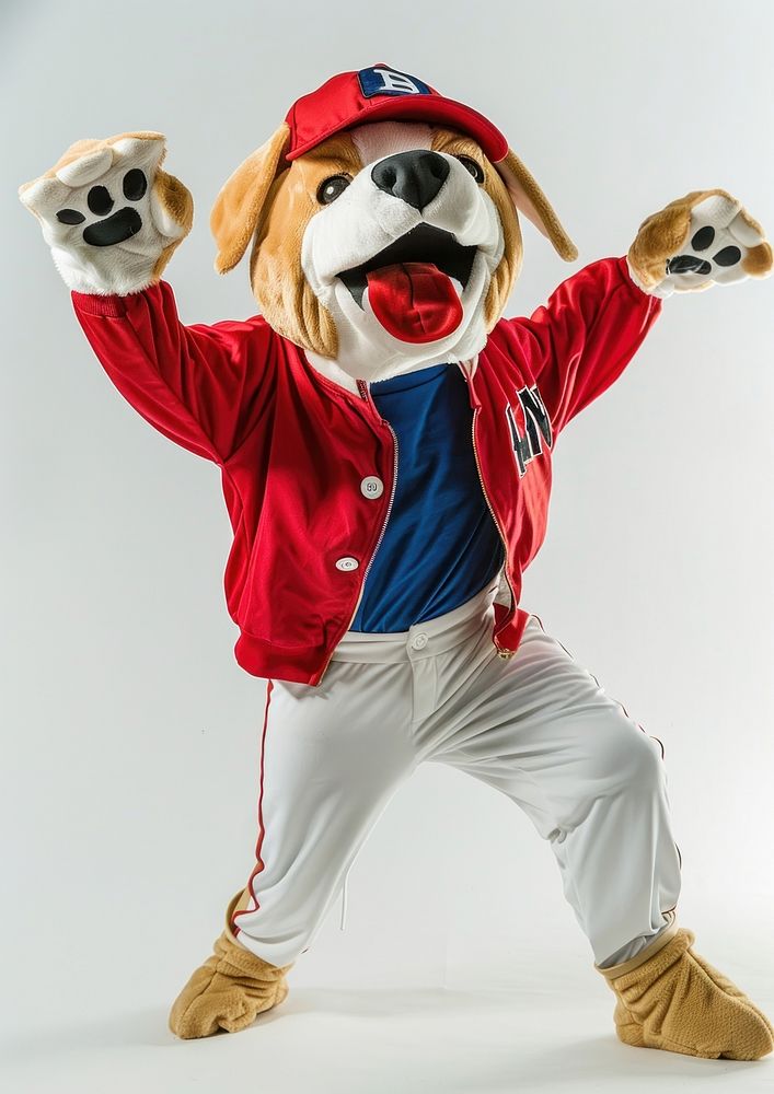 Dog mascot costume person sweatshirt clothing.