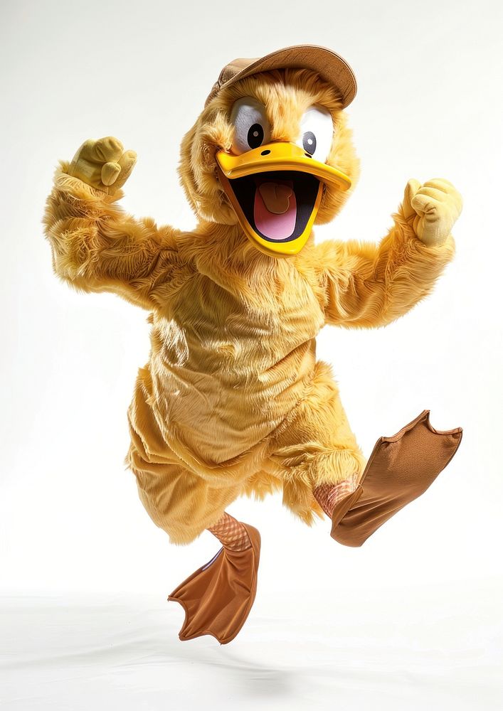Duck mascot costume toy.