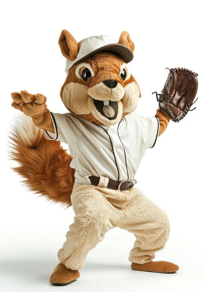 Squirrel mascot costume baseball person clothing.