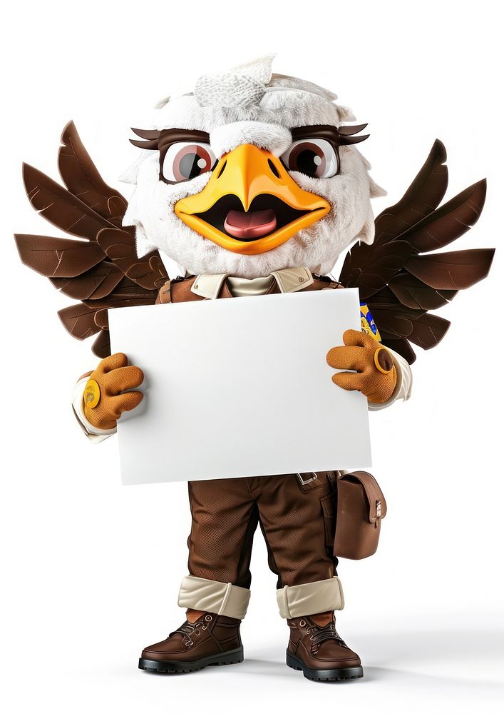 Eagle mascot costume person clapperboard accessories.