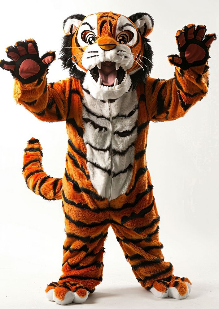 Tiger mascot costume animal mammal person.