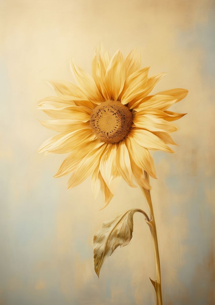 Close up on pale sunflower painting petal plant.