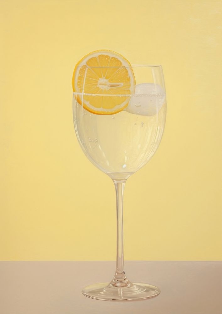 Close up on pale lemon juice drink fruit glass.
