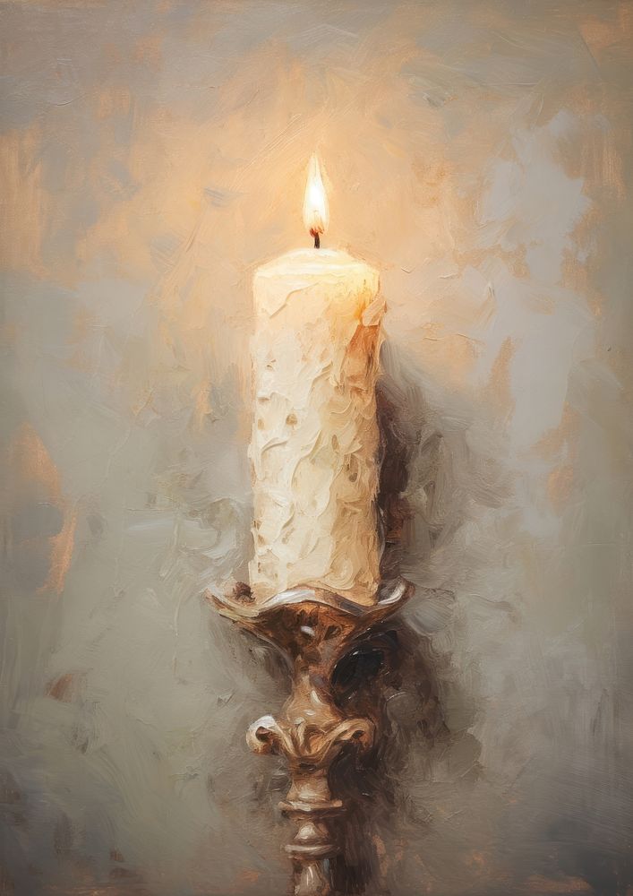 Close up on pale candle painting spirituality creativity.
