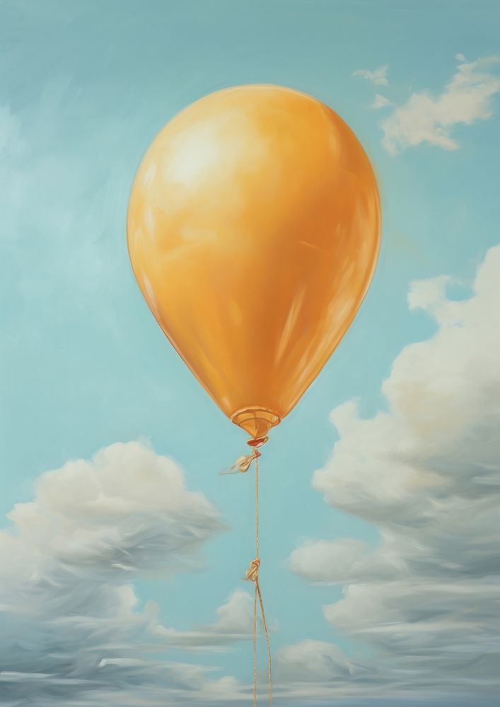 Close up on pale balloon painting cloud blue.