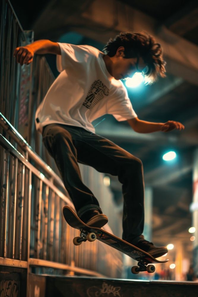 Young Latino skateboarder person human male.